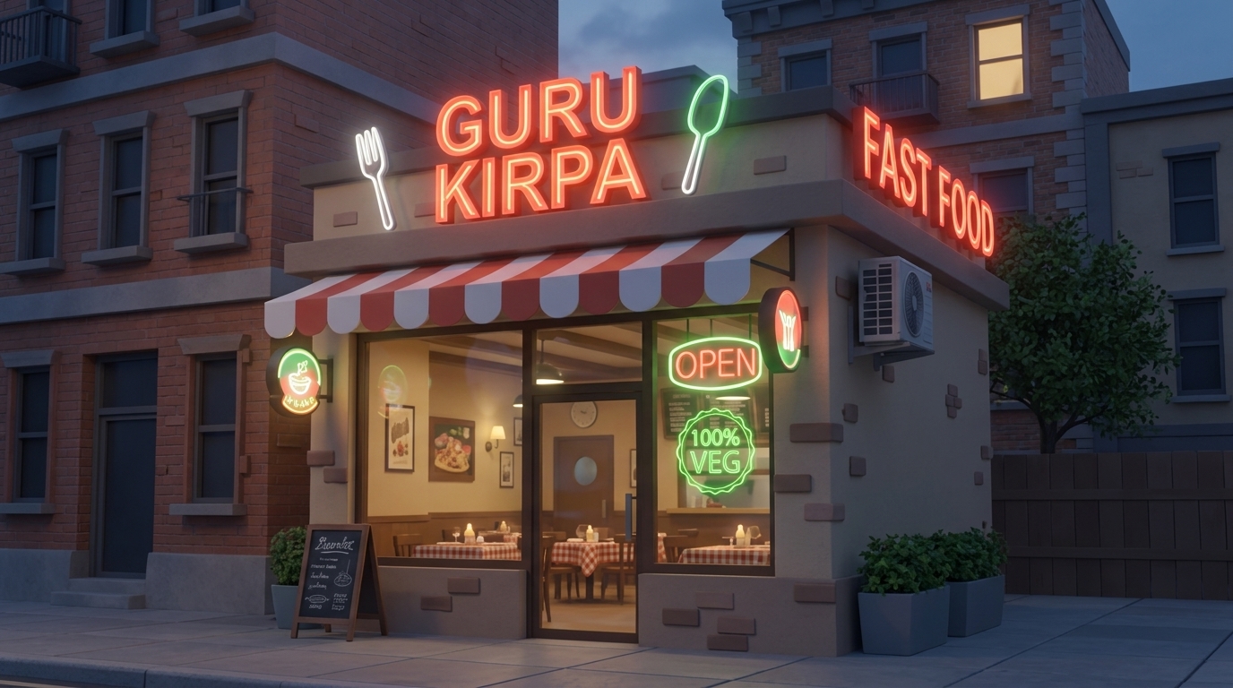 Guru Kirpa Fast Food 3D Restaurant Storefront
